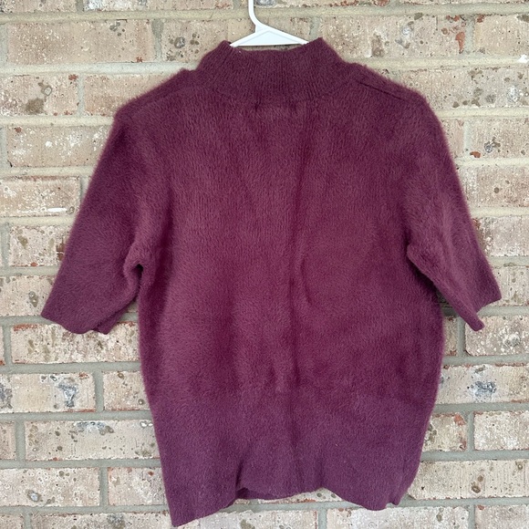 Bailey 44 purple short sleeve fuzzy mock neck sweater - Picture 4 of 4